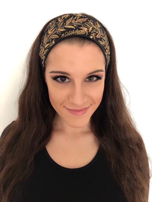 Čelenka černá se zlatými listy - Image 3