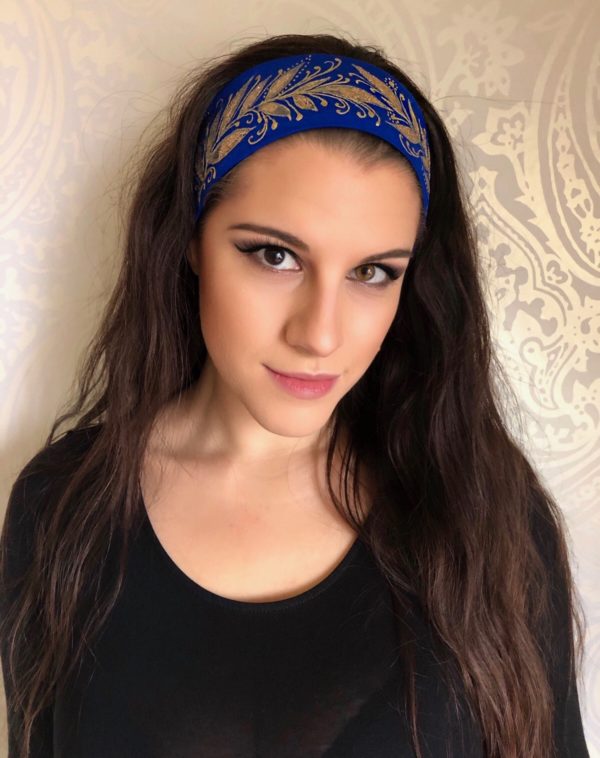 Čelenka modrá se zlatými listy - Image 4