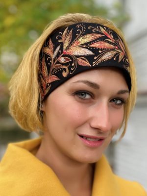 Čelenka černá s bronzovočervenými listy