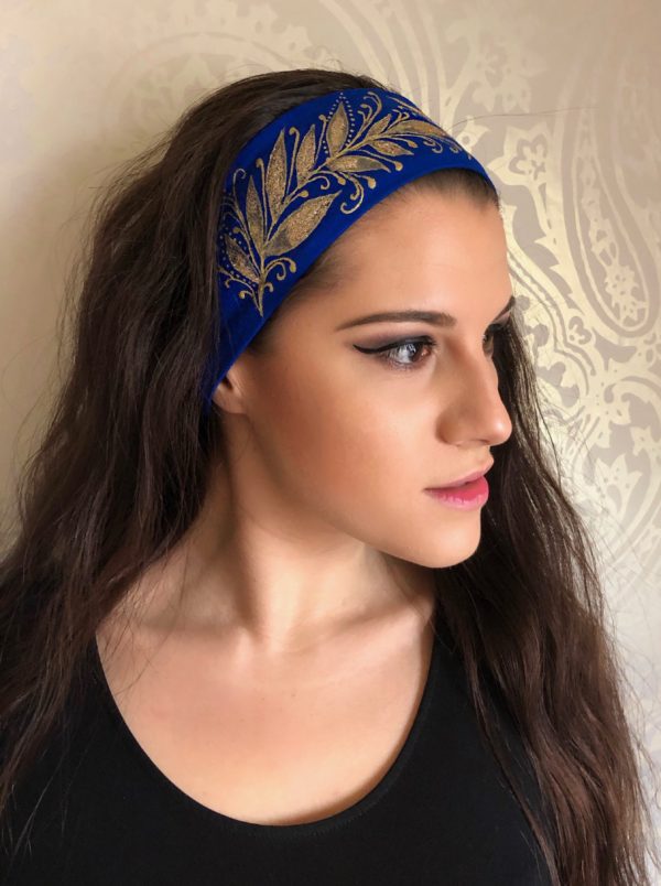 Čelenka modrá se zlatými listy - Image 2