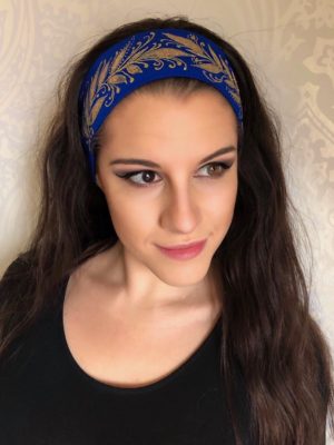 Čelenka modrá se zlatými listy