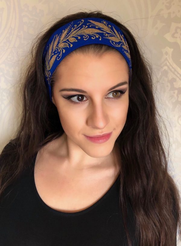 Čelenka modrá se zlatými listy