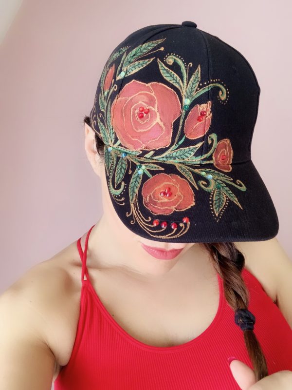 Kšiltovka černá s růžemi - Image 2