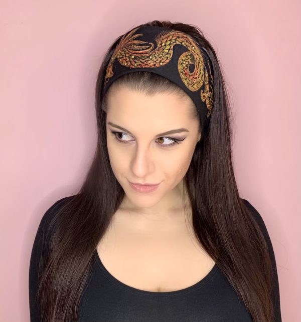 Čelenka černá se zlatým drakem - Image 5