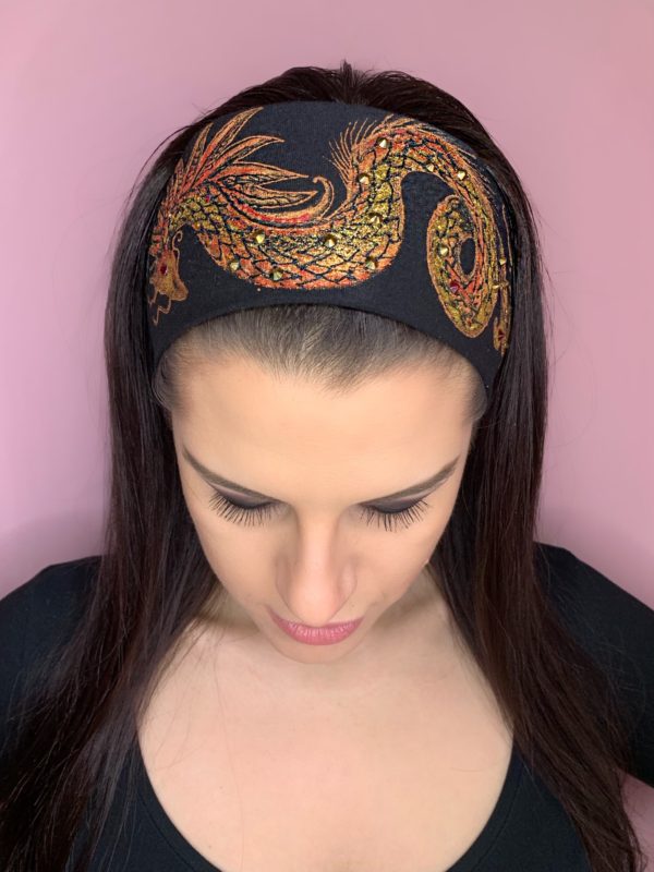 Čelenka černá se zlatým drakem - Image 3