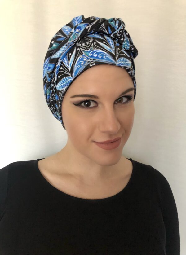 Šálka na turban s modrými lístky - Image 2