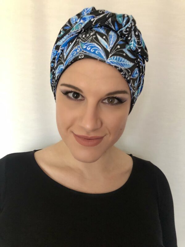 Šálka na turban s modrými lístky - Image 6